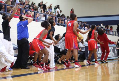 Duncanville's bench reacts to the referee's call during the game against Flower Mound. (Cynthia Rangel photo)